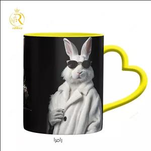 ماگ مدل خرگوش های خوشتیپ دسته قلبی کد 9253