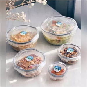 ظرف نگهدارنده فریزری درب دار گرد 5 تکه ویرو پلاستیک کد 307