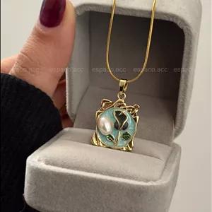 گردنبند میناکاری آبی کد A658