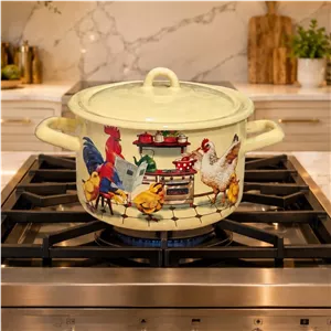 قابلمه3 لیتری لعابی روس طرح خروس 7648