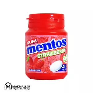 آدامس منتوس توت فرنگی بدون شکر ۴۰ عددی | Mentos Strawberry Sugar Free Gum 40pcs