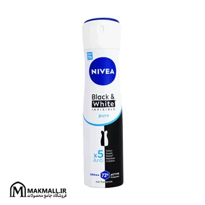 اسپری بدن نیوا بلک اند وایت اینویزیبل 72 ساعته 150 میل | NIVEA Black & White Invisible Pure 72h Spray 150ml
