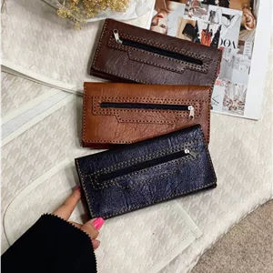 کیف پول  و موبایل چرم دست دوز  سه لت رو زیپ سوگو کد Up25