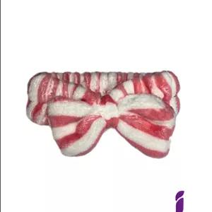 هدبند پولیشی پاپیونی راه راه رنگ قرمز