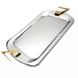 سینی پذیرایی استیل طلایی کد OW4110G