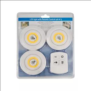 چراغ زیر کابینتی (چراغ سقفی، چراغ مخفی) ریموت دار و باطری‌خور 3in1 مجموعه 3 عددی