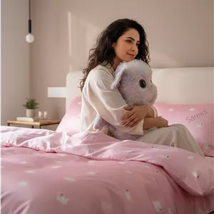 ست رو تختی ساتن ابریشم طرح قو صورتی