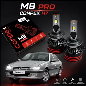 هدلایت نور پایین پژو پارس (پرشیا) مدل M8 Pro کانپکس اورجینال | گارانتی (2عددی) 1121
