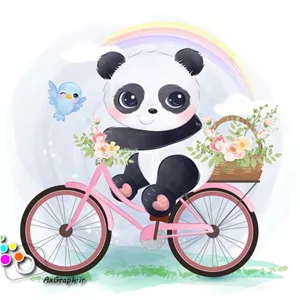 وکتور کودکانه پاندای دوچرخه سوار-کد 377