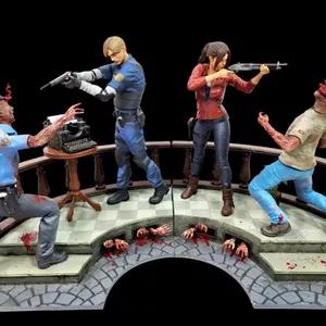 🧟‍♂️ ست فیگور و دکور رزیدنت اویل (Resident Evil) | لیون و کلر | PLA  | ارتفاع ۳۰ سانتی‌متر