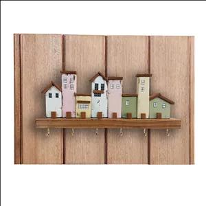 کاور جعبه فیوز و جاکلیدی چوبی دست ساز طرح دهکده رویایی کد 53262