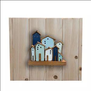 کاور جعبه فیوز و جاکلیدی چوبی دست ساز طرح دهکده رویایی کد 53512