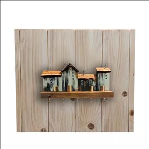 کاور جعبه فیوز و جاکلیدی چوبی دست ساز طرح دهکده رویایی کد 53562