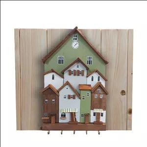 کاور جعبه فیوز و جاکلیدی چوبی دست ساز طرح دهکده رویایی کد 53612