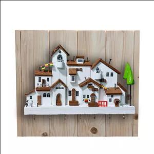 کاور جعبه فیوز و جاکلیدی چوبی دست ساز طرح دهکده رویایی کد 53652