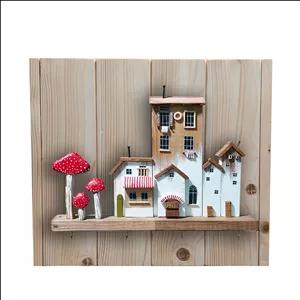 کاور جعبه فیوز و جاکلیدی چوبی دست ساز طرح دهکده رویایی کد 53682