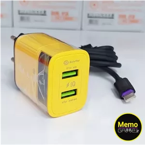 آداپتور شارژ دیواری با دو خروجی فست شارژ 5A به همراه کابل میکرو مدل Soloffer TC54 اورجینال