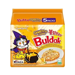 بسته 5 عددی نودل کره ای بولداک با طعم پنیر کواترو و مرغ تند _ Samyang Buldak