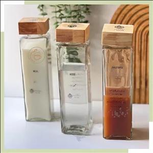 بطری شیشه ای چهارگوش درب مربع (مکعبی)گلدن استار