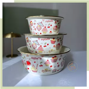 ست لگن لعابی قطر ۳۲،۲۸،۲۴ طرح کاپ کیک