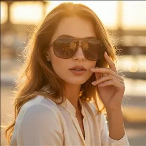 عینک آفتابی زنانه لاکچری پولاریز مدل 1357 فریم تیره