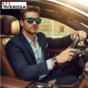 عینک آفتابی مردانه فریم مشکی کد 1005 شیشه آبی اصلی