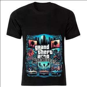 تیشرت مشکی مردانه طرح جی تی ای