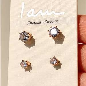 پک گوشواره سه جفتی میخی برند i am مدل نگین