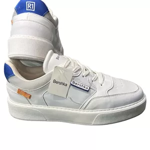 کتانی ونس BERSHKA سفید لبه طوسی آبی کد 8771