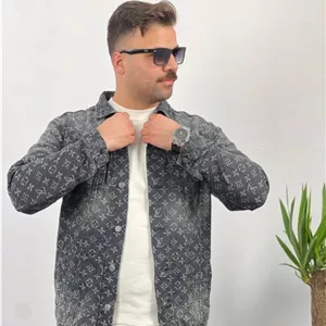 کت جین مردانه ذغالی LV کد 308908