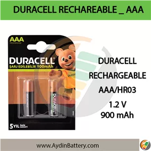 باتری نیم قلمی قابل شارژDURACELL-AAA 900mAh