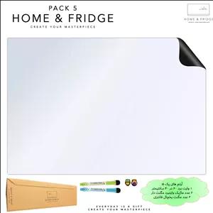 تخته وایت برد اداری مغناطیسی هوم اند فریج مدل 5 سایز 60x40 سانتیمتر به همراه ماژیک و مگنت مجموعه 5 عددی