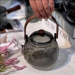 قوری پیرکس چایی آنتی شوک دسته بالا دودی رنگ و ...