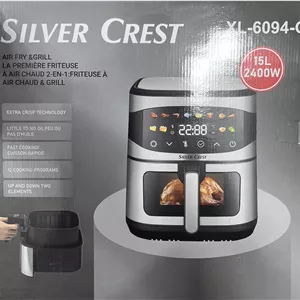 سرخ کن بدون روغن سیلورکرست مدل XL-6094-g دو المنت ظرفیت 15 لیتر بسکت جلو شیشه