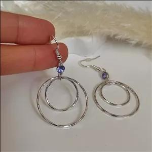 گوشواره دخترانه حلقه ای دولاین نگین سواروسکی