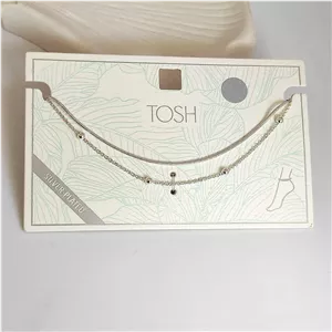 پابند نقره‌ای زنانه دو لایه توپی برند TOSH (آبکاری نقره)
