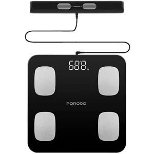 ترازو هوشمند آنالیز بدن پرودو Porodo Precise Analysis Smart Scale مدل PDLFST089BK با ۸ الکترود و ظرفیت ۱۸۰ کیلوگرم