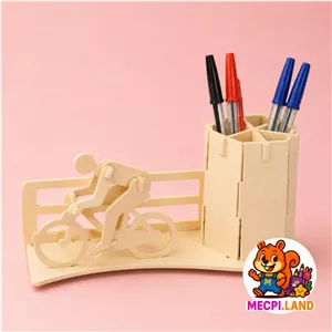 پازل 3 بعدی چوبی دوچرخه سوار مدل جاقلمی (2 لایه سایز A5)