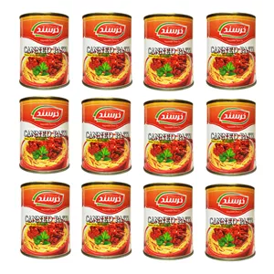 کنسرو سس ماکارونی با سویا خرسند - 370 گرم بسته 12 عددی