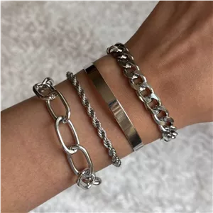 ست دستبند 4تایی سیلور