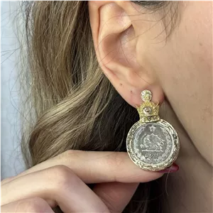 گوشواره طرح سکه 2ریالی قدیمی