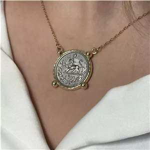 گردنبند طرح سکه قدیمی شیر نشان
