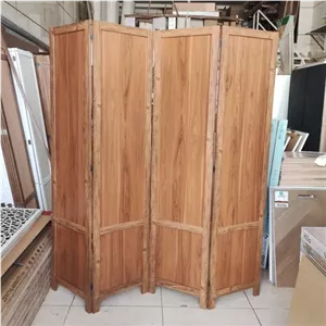پاراوان پارتیشن چهارلنگه ساده گردویی، سبک و قابل حمل و تاشو از جنس MDF مبلمان نارنجی مدل 531199