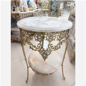 میز تلفن برنز تاجدار قطر 40 س مبلمان نارنجی مدل 528535 