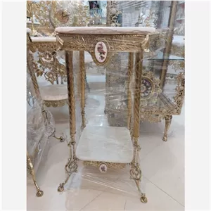 میز تلفن برنجی ابعاد 30 در 30 س مبلمان نارنجی مدل 525954 