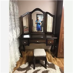 میزآرایش شیک و صندلی کلاسیک مشکی مبلمان نارنجی مدل 523021