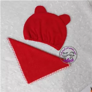 ست کلاه حمام و حوله دست بچگانه مبلمان نارنجی مدل 527575