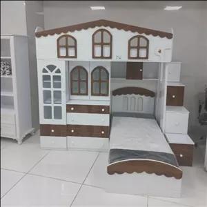 تخت دوطبقه تخت چندمنظوره تخت خواب کودک و نوزاد و نوجوان مبلمان نارنجی مدل 517365