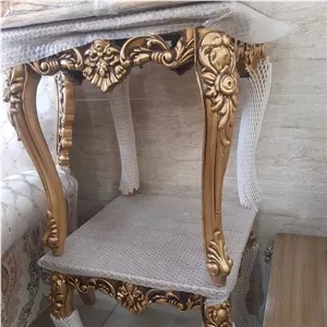 میز عسلی سلطنتی طلایی نیلوفر دست کامل ارسال کشوری مبلمان نارنجی مدل 528500