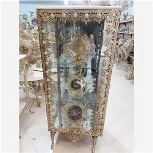 مینی بوفه برنجی ارتفاع 120 س تسمه گل آفتاب مبلمان نارنجی مدل 529933